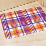 Purple And Orange Madras Plaid Print Polyester Doormat