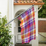 Purple And Orange Madras Plaid Print Polyester Flag