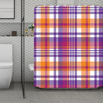 Purple And Orange Madras Plaid Print Polyester Shower Curtain