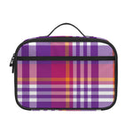Purple And Orange Madras Plaid Print Portable Lunch Bag