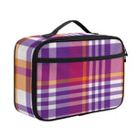 Purple And Orange Madras Plaid Print Portable Lunch Bag