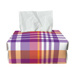 Purple And Orange Madras Plaid Print Rectangle Tissue Box Cover