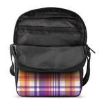 Purple And Orange Madras Plaid Print Rectangular Crossbody Bag