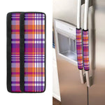 Purple And Orange Madras Plaid Print Refrigerator Handle Covers