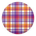 Purple And Orange Madras Plaid Print Round Blanket