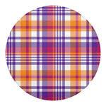 Purple And Orange Madras Plaid Print Round Blanket