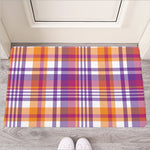 Purple And Orange Madras Plaid Print Rubber Doormat