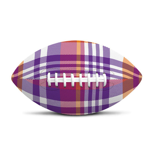 Purple And Orange Madras Plaid Print Rugby Ball