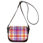 Purple And Orange Madras Plaid Print Saddle Bag