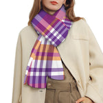 Purple And Orange Madras Plaid Print Scarf