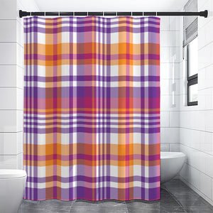 Purple And Orange Madras Plaid Print Shower Curtain