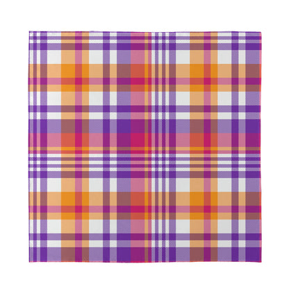 Purple And Orange Madras Plaid Print Silk Bandana