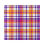 Purple And Orange Madras Plaid Print Silk Bandana