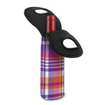 Purple And Orange Madras Plaid Print Single Neoprene Wine Tote