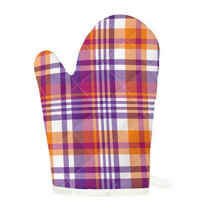 Purple And Orange Madras Plaid Print Single Oven Mitt