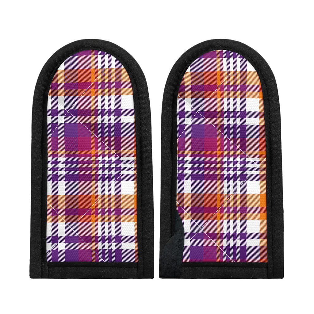 Purple And Orange Madras Plaid Print Skillet Handle Cover