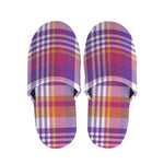 Purple And Orange Madras Plaid Print Slippers