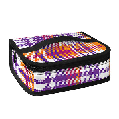 Purple And Orange Madras Plaid Print Small Lunch Bag