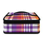 Purple And Orange Madras Plaid Print Small Lunch Bag