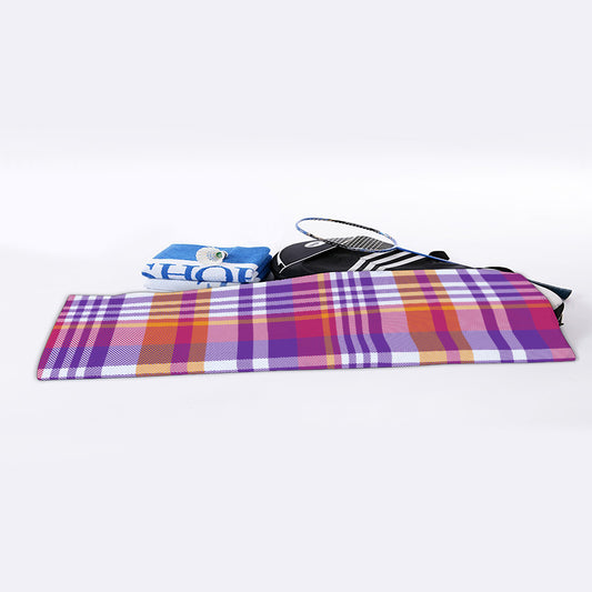 Purple And Orange Madras Plaid Print Sports Towel