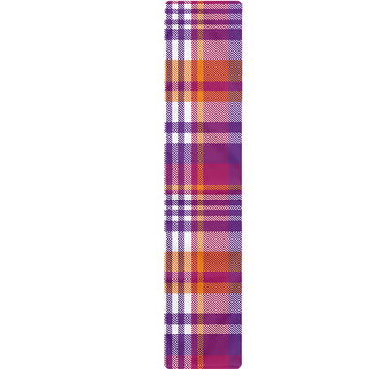 Purple And Orange Madras Plaid Print Table Runner