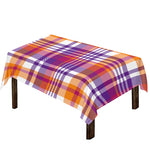 Purple And Orange Madras Plaid Print Tablecloth