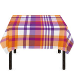 Purple And Orange Madras Plaid Print Tablecloth