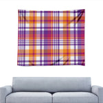 Purple And Orange Madras Plaid Print Tapestry