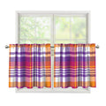 Purple And Orange Madras Plaid Print Tier Curtains