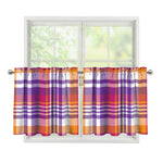 Purple And Orange Madras Plaid Print Tier Curtains