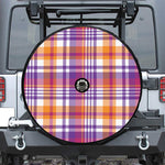 Purple And Orange Madras Plaid Print Tire Cover With Camera Hole