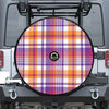 Purple And Orange Madras Plaid Print Tire Cover With Camera Hole