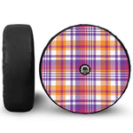 Purple And Orange Madras Plaid Print Tire Cover With Camera Hole