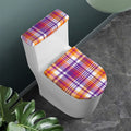 Purple And Orange Madras Plaid Print Toilet Lid And Tank Cover Set