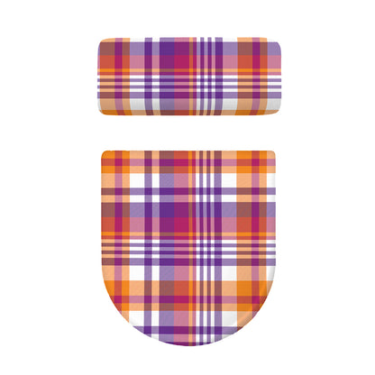 Purple And Orange Madras Plaid Print Toilet Lid And Tank Cover Set