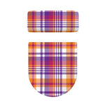 Purple And Orange Madras Plaid Print Toilet Lid And Tank Cover Set