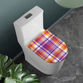Purple And Orange Madras Plaid Print Toilet Lid Cover
