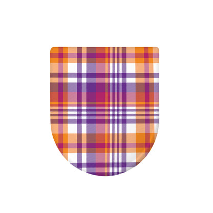 Purple And Orange Madras Plaid Print Toilet Lid Cover