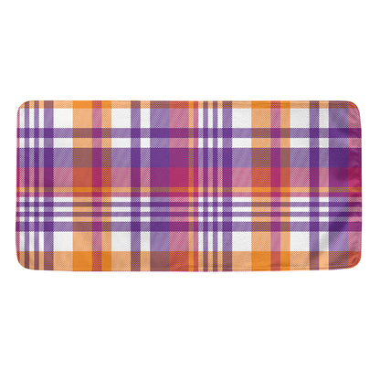 Purple And Orange Madras Plaid Print Towel