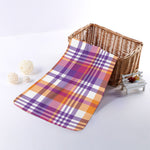 Purple And Orange Madras Plaid Print Towel