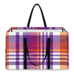 Purple And Orange Madras Plaid Print Utility Tote Bag