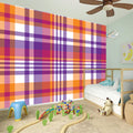 Purple And Orange Madras Plaid Print Wall Sticker