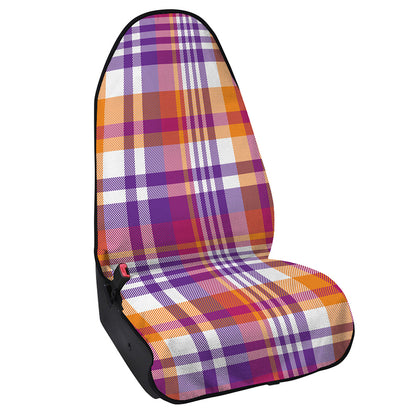Purple And Orange Madras Plaid Print Waterproof Car Seat Cover