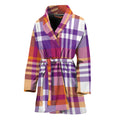 Purple And Orange Madras Plaid Print Women's Bathrobe