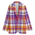 Purple And Orange Madras Plaid Print Women's Blazer