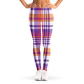 Purple And Orange Madras Plaid Print Women's Leggings
