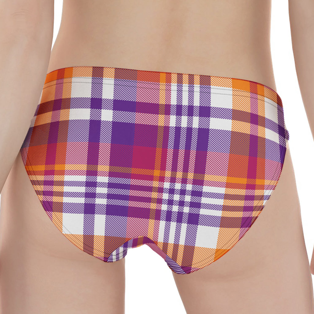 Purple And Orange Madras Plaid Print Women's Panties