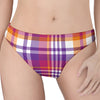 Purple And Orange Madras Plaid Print Women's Thong