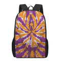 Purple And Orange Spider Tie Dye Print 17 Inch Backpack