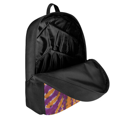 Purple And Orange Spider Tie Dye Print 17 Inch Backpack